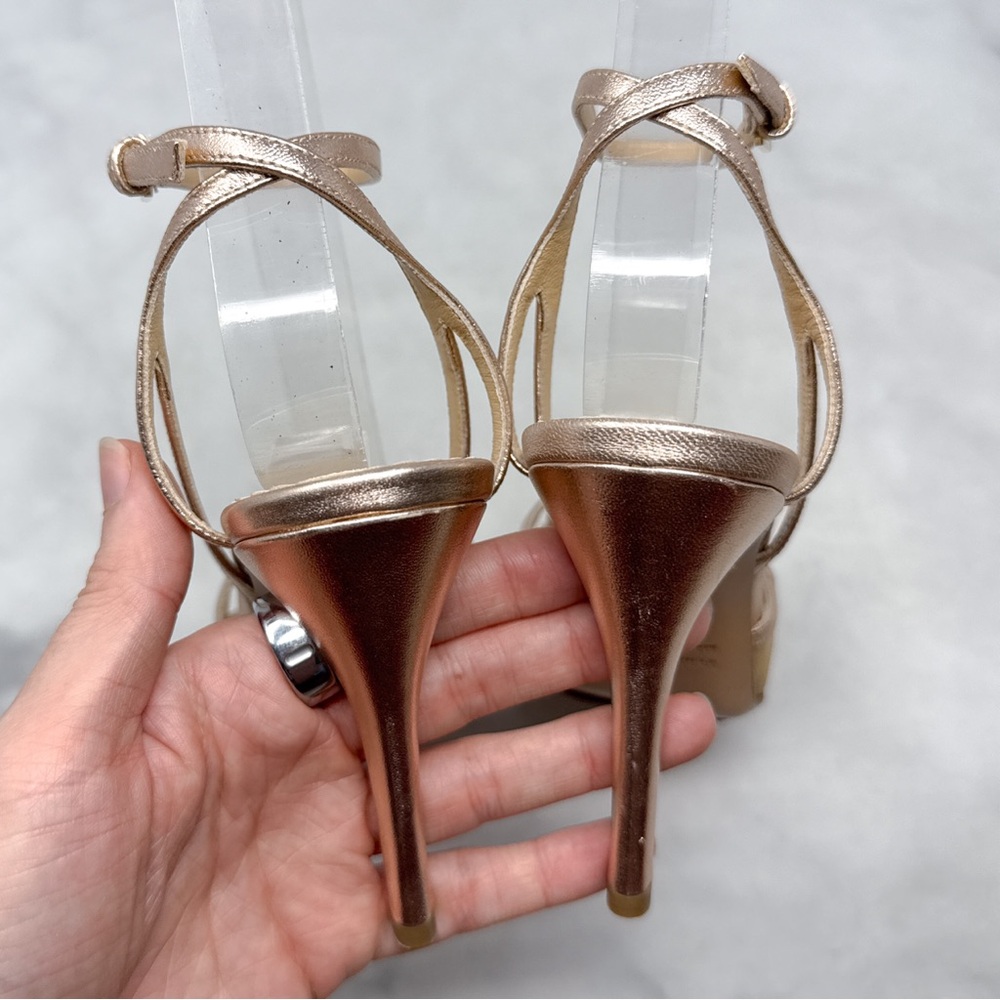 NEW Charlotte Olympia Octavia Spider Web Rose Gold Leather Strappy Sandal Heels - Picture 8 of 16